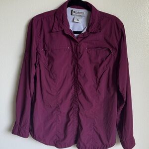 Columbia Titanium Long Sleeve Outdoor Shirt Top in Deep Purple, Size Medium